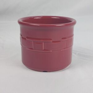 Longaberger Pottery Crock Red Small Utensil Holder Jar USA Vintage